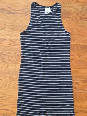 Divided Black and White Striped Mini Dress